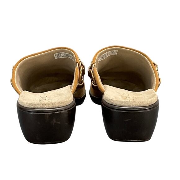 Vionic Tan Suede Leather Slip On Comfort Wedge Heel Clog Mule Women 6 - Picture 6 of 8